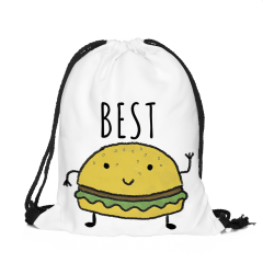 束口袋白底汉堡字母burger