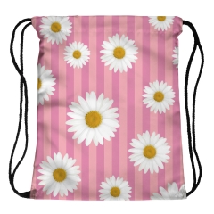 Drawstring bag daisy pink strips