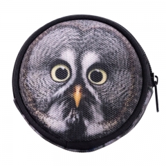 圆形零钱包灰色猫头鹰gray owl