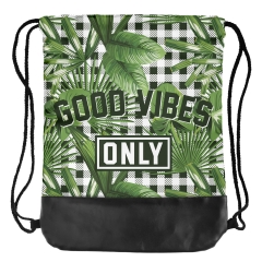 皮底束口袋热带树叶GOOD VIBES ONLY TROPICAL LEAFS