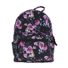 backpack pink and yellow roses