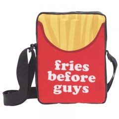 斜挎方包薯条白色字母fries before guys