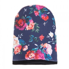 beanie NAVY BLUE FLOWERS