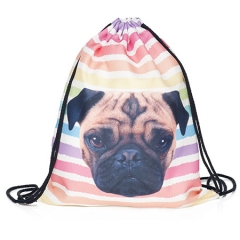 Drawstring bag pug rainbow