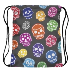 Drawstring bag simple mexican skull