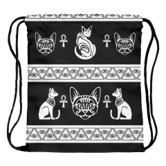 Drawstring bag sphynx cat ankh