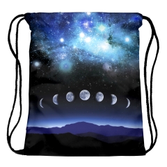 Drawstring bag moon phases galaxy blue