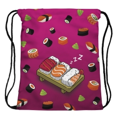 Drawstring bag slepping sushi