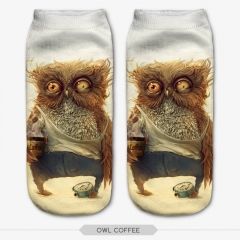 短袜穿衣服的咖啡猫头鹰图案owl coffee