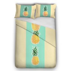 床上用品三件套黄底绿条纹菠萝PINEAPPLE MINT