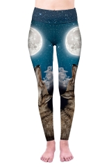 High waist leggings moon wolf