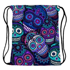 Drawstring bag mexican skull violet