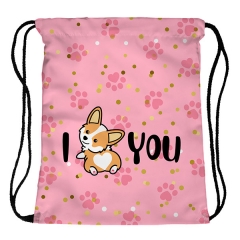 Drawstring bag corgi love