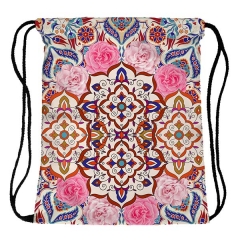 Drawstring bag boho roses