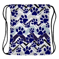 Drawstring bag dog feet blue