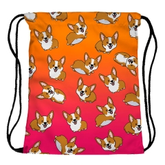 Drawstring bag corgi orange ombre