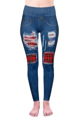 High waist leggings red tartan