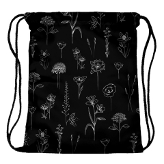 Drawstring bag uncluttered flowers