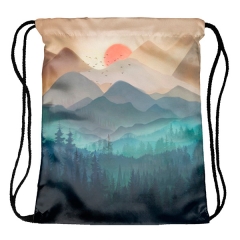 Drawstring bag sunrise and mountains