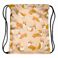 Drawstring bag corgi tricks