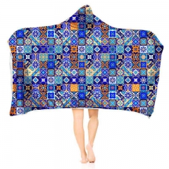 Hoodie blanket blue flower