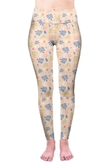 High waist  leggings Flowers fallen leaves