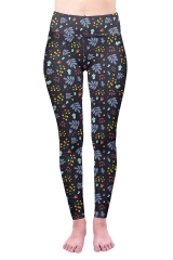 High waist leggings Flowers fallen leaves