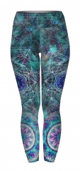 High waist leggings geometric mandala turquoise