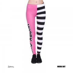 打底裤粉色+宽横条workout pink and stripes
