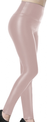 Pink high-waisted PU Leggings
