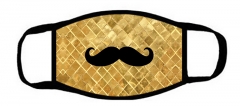 包边一片式口罩金色底胡子Moustache