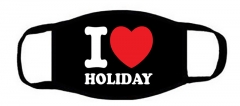 包边一片式口罩黑底字母爱心i love holiday