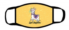 包边一片式口罩黄底快乐喷口水的美洲驼alpaca