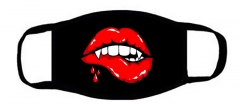 包边一片式口罩黑底诱惑红唇Tempting red lips