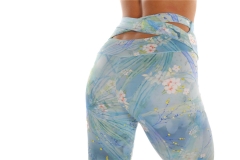 High-waisted  back-waisted cross leggings blue