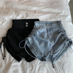 Ruched Denim Hot Pants