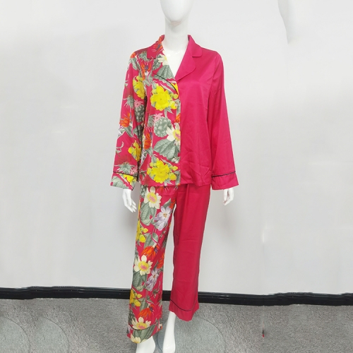 lapel long sleeve pajama set