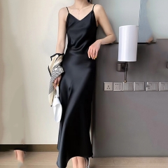 Silk V-Neck Long Dress