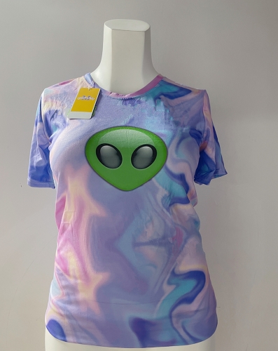 DEERLING  Casual Printed Loose Alien Printed   Tee Shirts