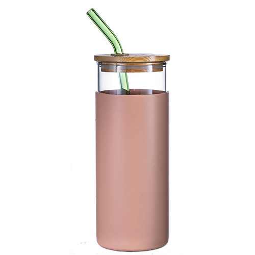 Glass Water Bottle with straw