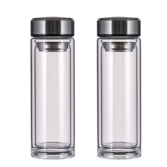 Double wall glass water bottle