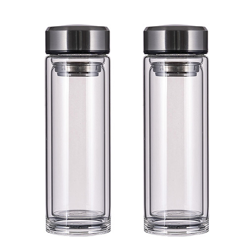 Double wall glass water bottle