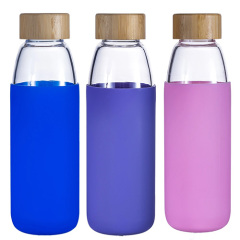 Glass Water Bottle with Silicone sleeve