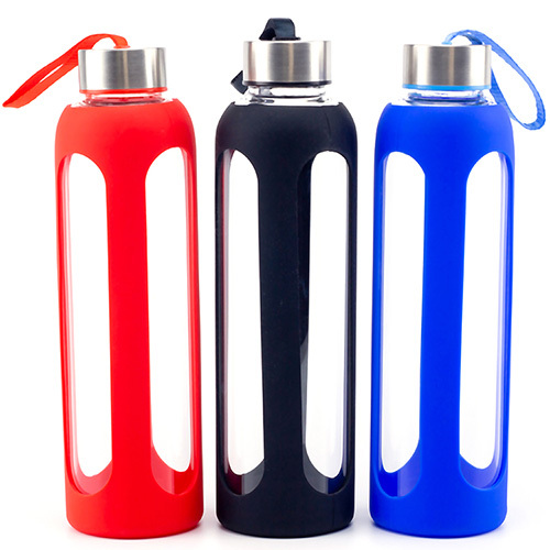 Glass Water Bottle with Silicone sleeve