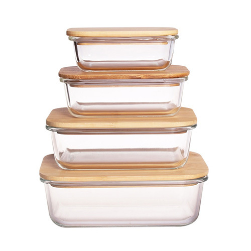 Food storage container with bamboo lid