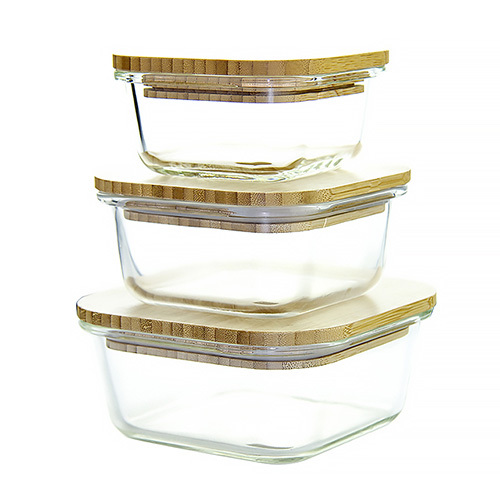 Food storage container with bamboo lid