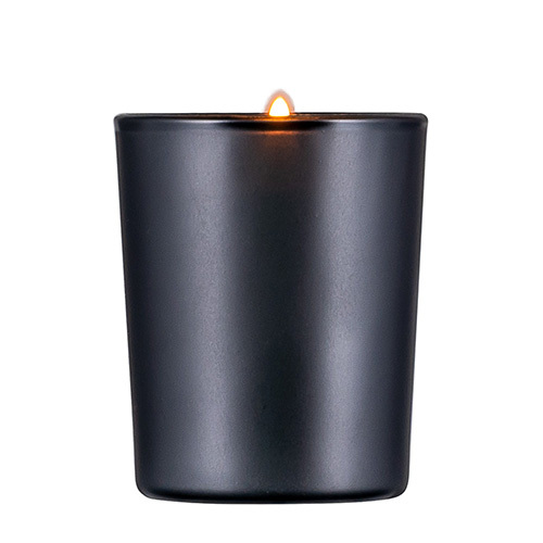 Scented candles with black glass jar