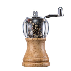 Wooden salt and pepper grinder with handle