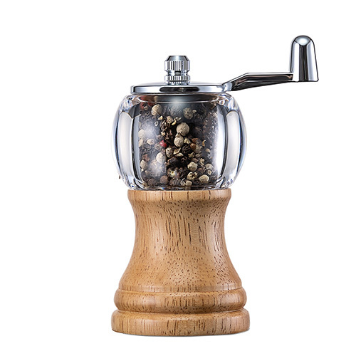 Wooden salt and pepper grinder with handle