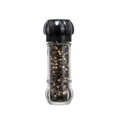 Glass bottle salt mill & pepper grinder with plastic lid